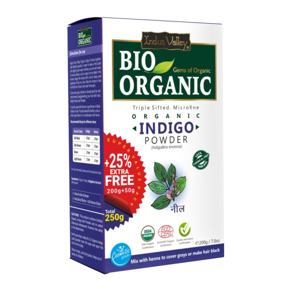 Indus Valley Indigo Powder Natural Hair Color & Grey Coverage