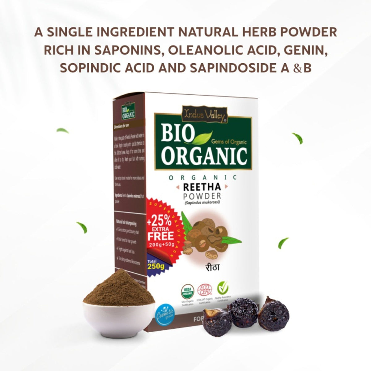 Indus Valley Bio Organic Reetha Powder for Hair