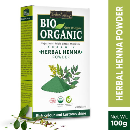 Indus Valley Bio Organic Herbal Henna Hair Color Powder