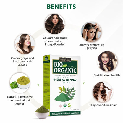 Indus Valley Bio Organic Herbal Henna Hair Color Powder