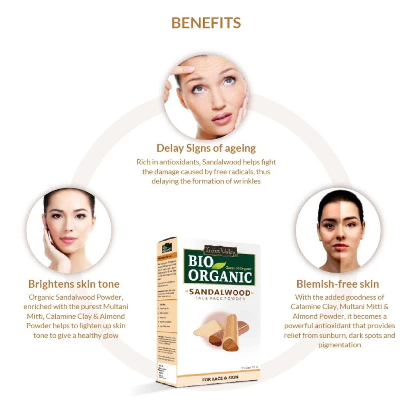 Indus Valley Sandalwood Face Pack Skin Brightening, De-Tan & Glow Care