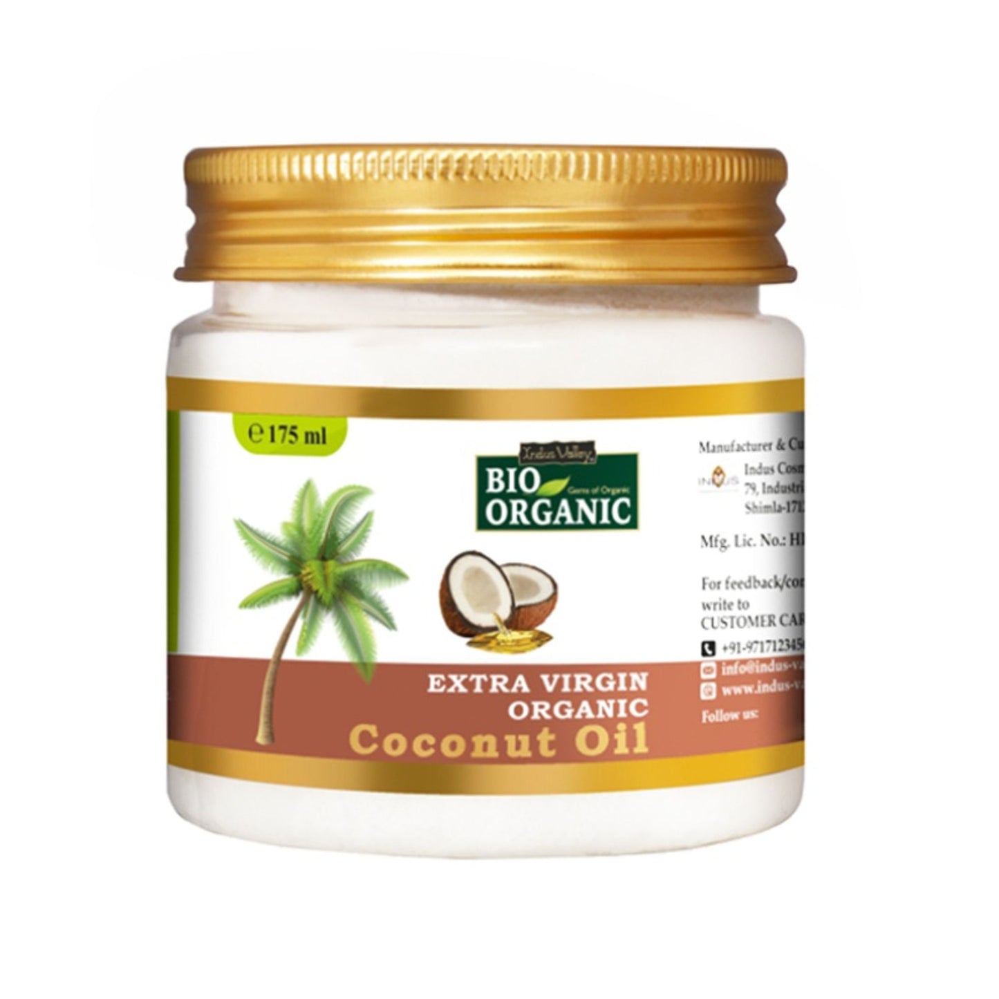 Indus Valley Bio Organic Extra Virgin Coconut Oil for Body, Hair & Skin