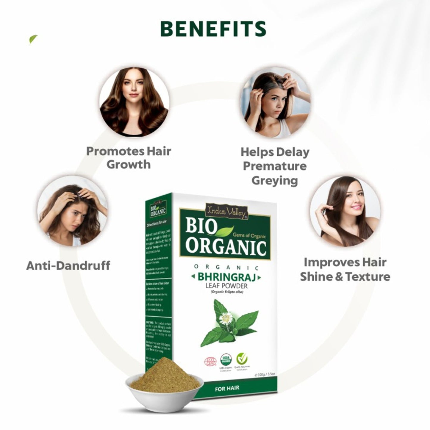 Indus Valley Bhringraj Powder Hair Growth, Reduces Hair Fall & Scalp Care