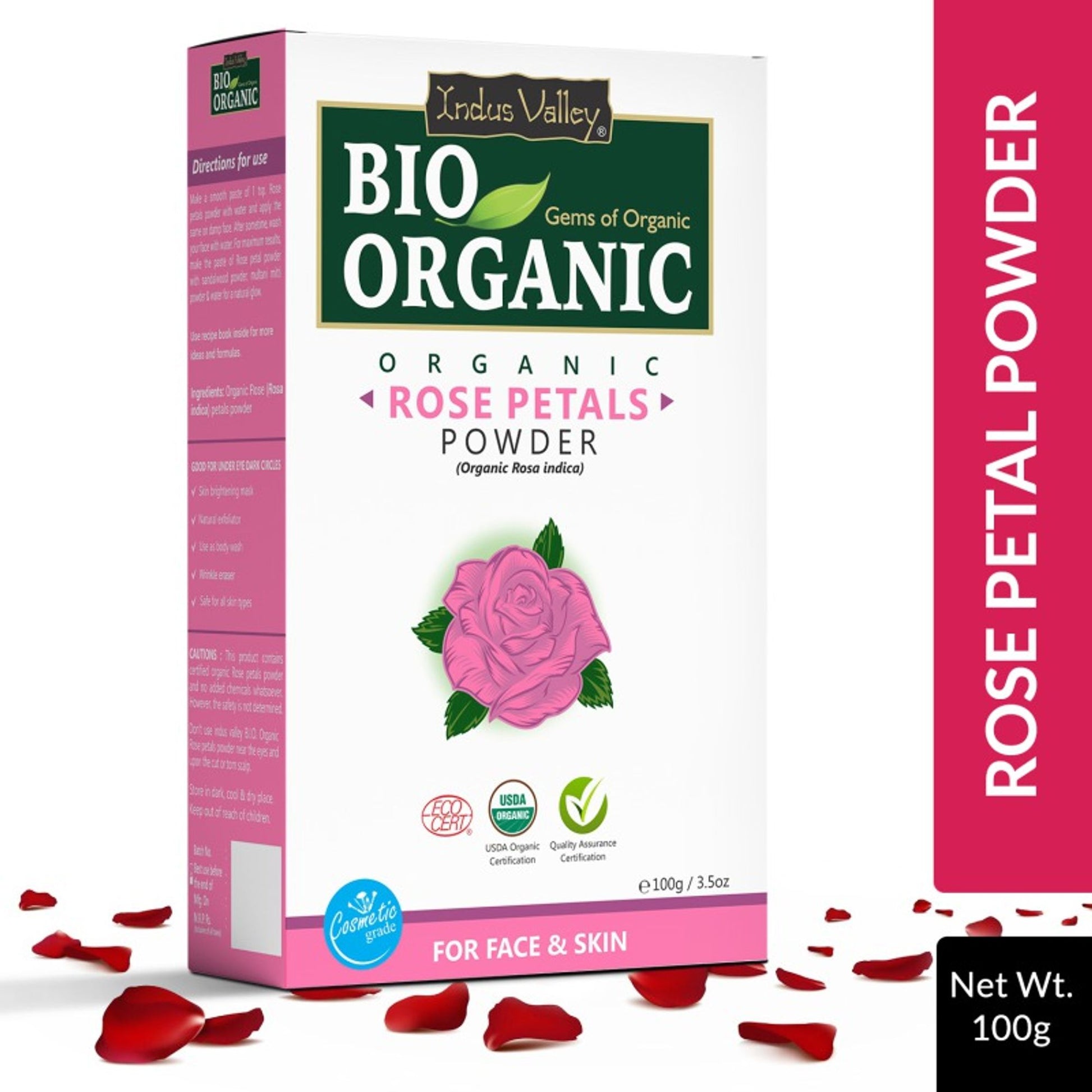 Indus Valley Rose Petal Powder Glow Boosting, Skin Brightening Face Pack