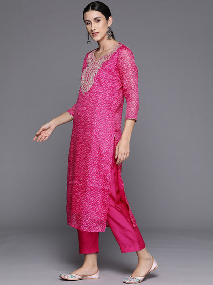 Indyancart VA Women's Ethnic Motifs Yoke Design Regular Sequinned Kurta with Trousers & Dupatta