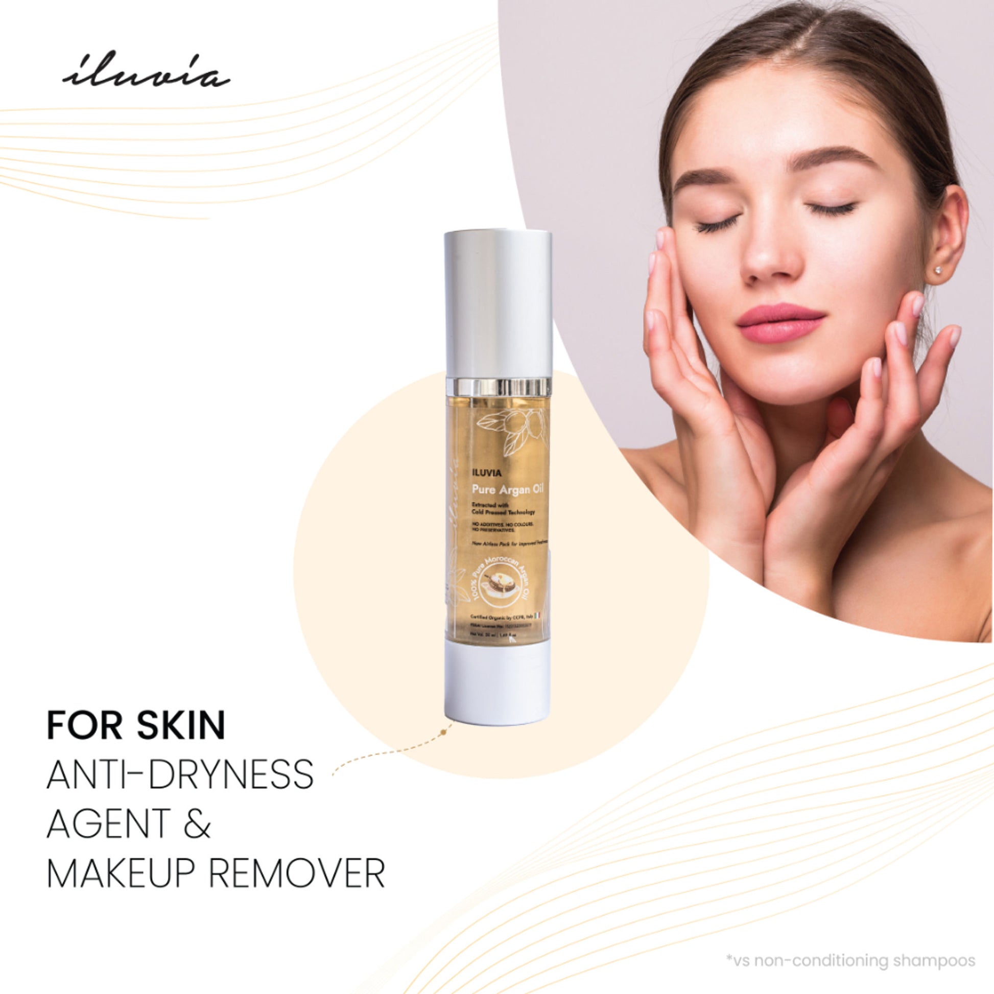 iluvia 100% Pure Argan Oil, Certified Organic, Best For Anti-Dryness, Hair & Skin, Safe For Babies