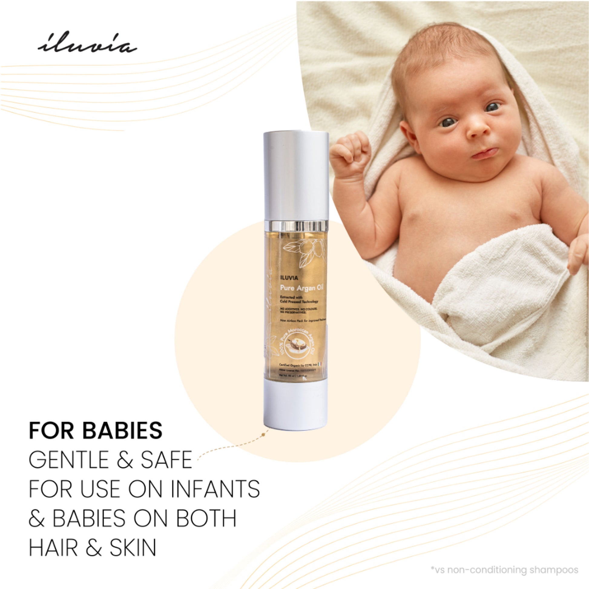 iluvia 100% Pure Argan Oil, Certified Organic, Best For Anti-Dryness, Hair & Skin, Safe For Babies