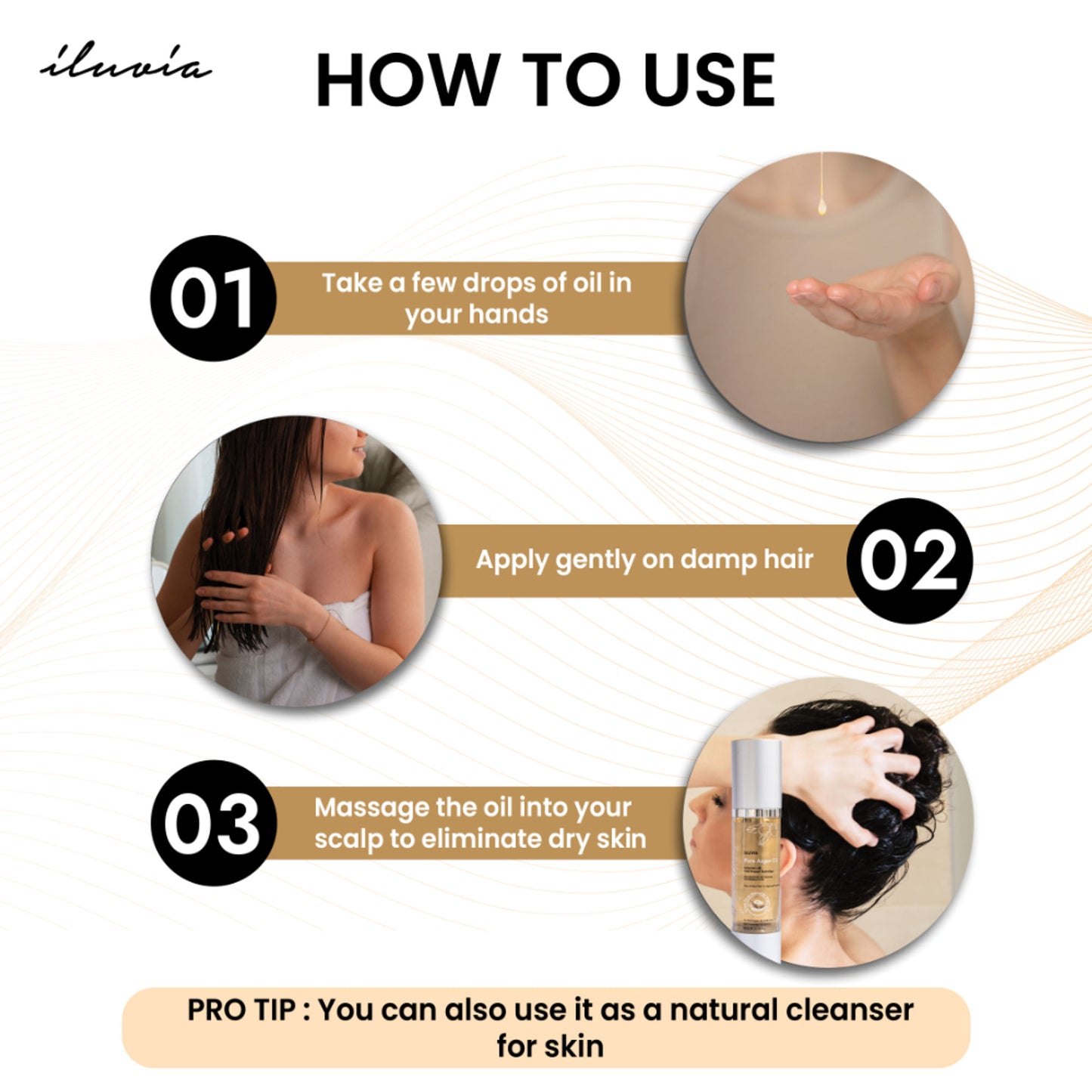 iluvia 100% Pure Argan Oil, Certified Organic, Best For Anti-Dryness, Hair & Skin, Safe For Babies
