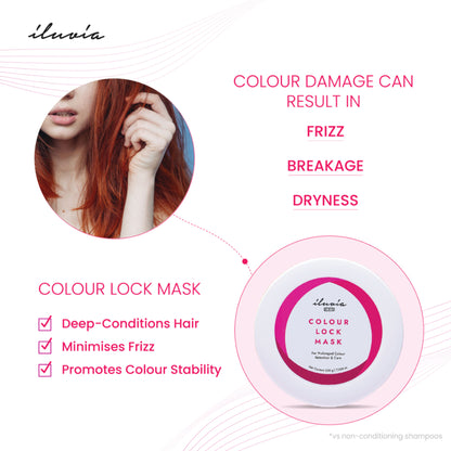 iluvia Colour Lock Mask, For Coloured, Bleached & Highlighted Hair, Prevents Colour Loss & Dryness