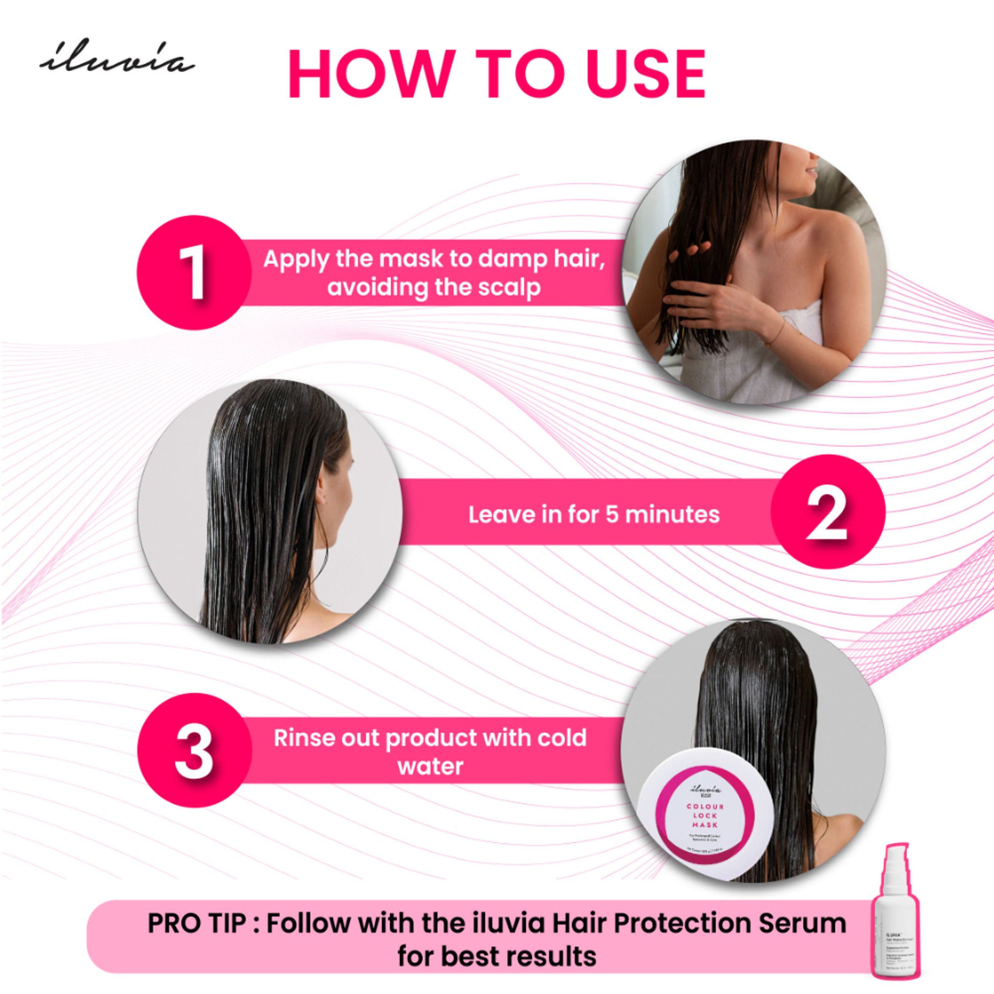 iluvia Colour Lock Mask, For Coloured, Bleached & Highlighted Hair, Prevents Colour Loss & Dryness
