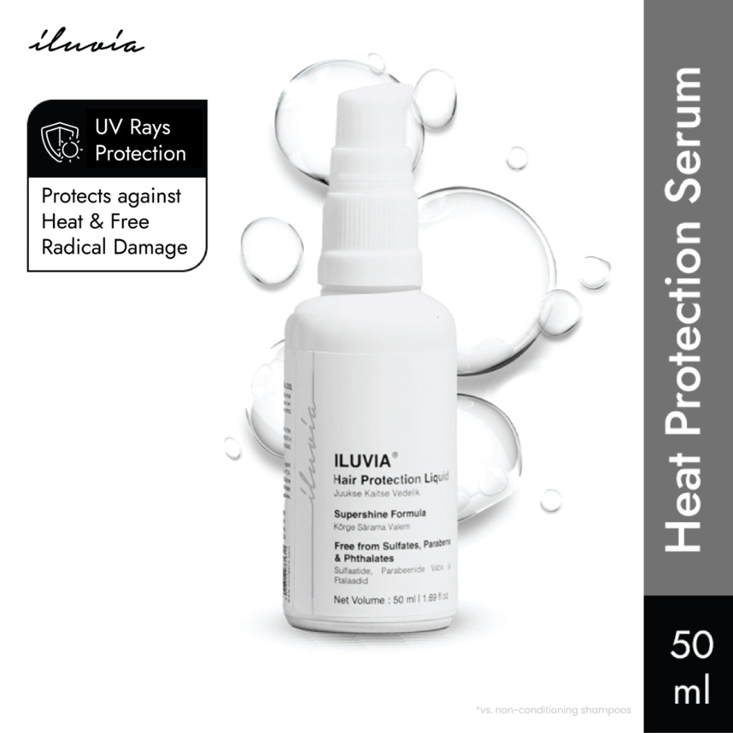 Iluvia Hair Protection Liquid, For Thick, Textured Hair, Protects Against Heat, Pollution & Sun Rays