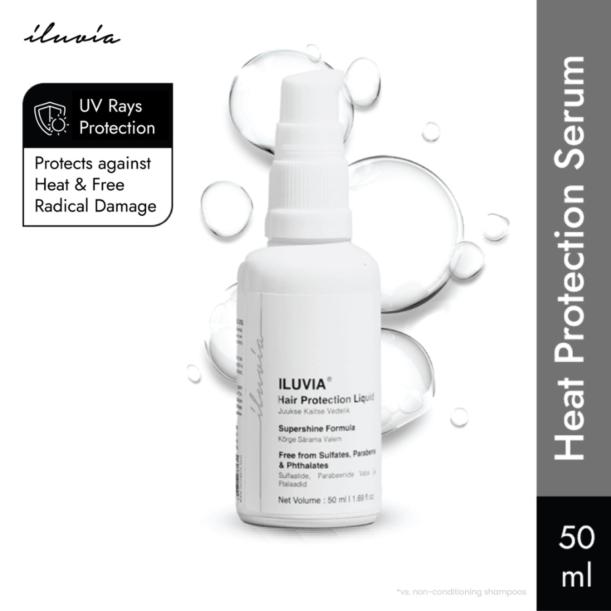 Iluvia Hair Protection Liquid, For Thick, Textured Hair, Protects Against Heat, Pollution & Sun Rays