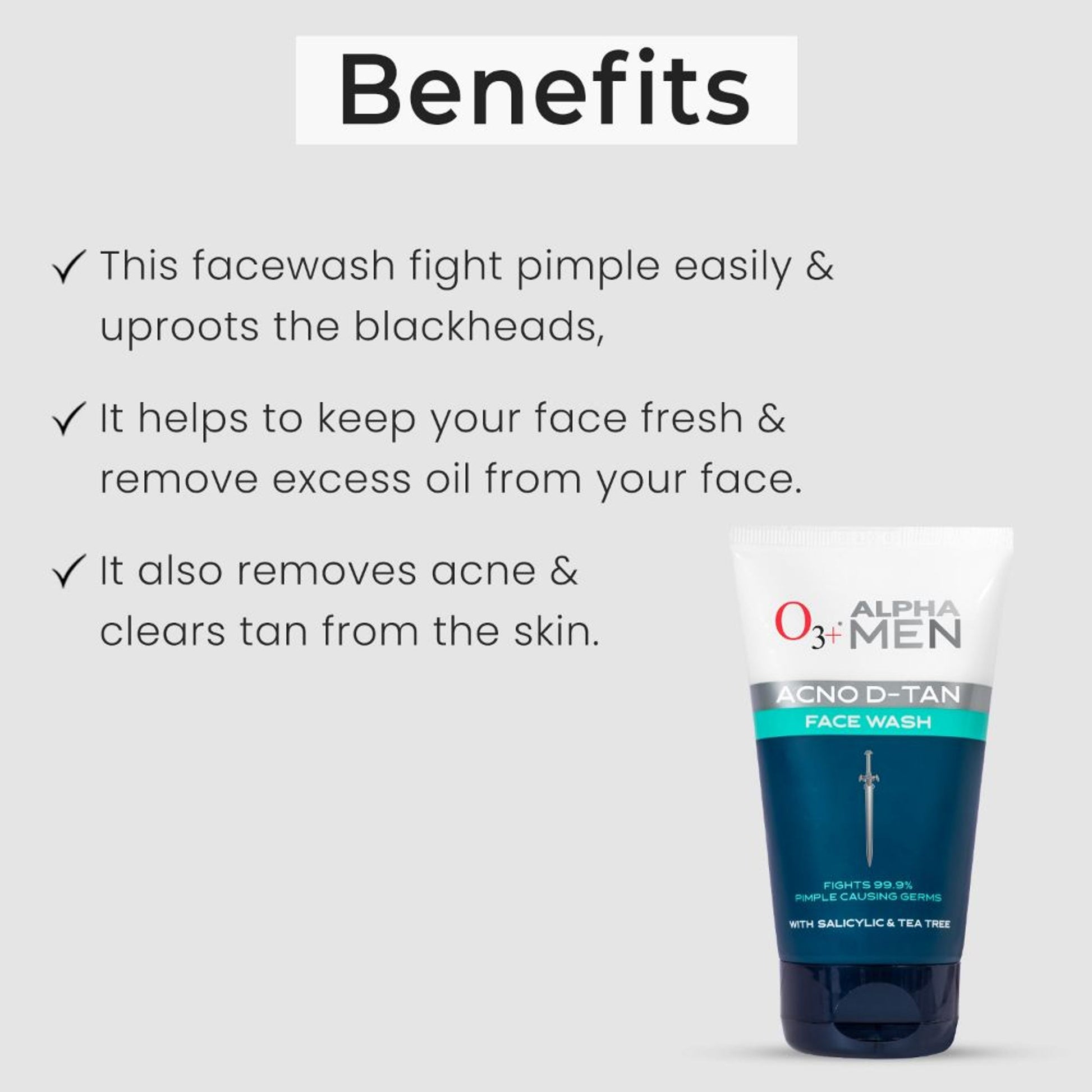 O3+ Alpha Men Acno D-Tan Face Wash