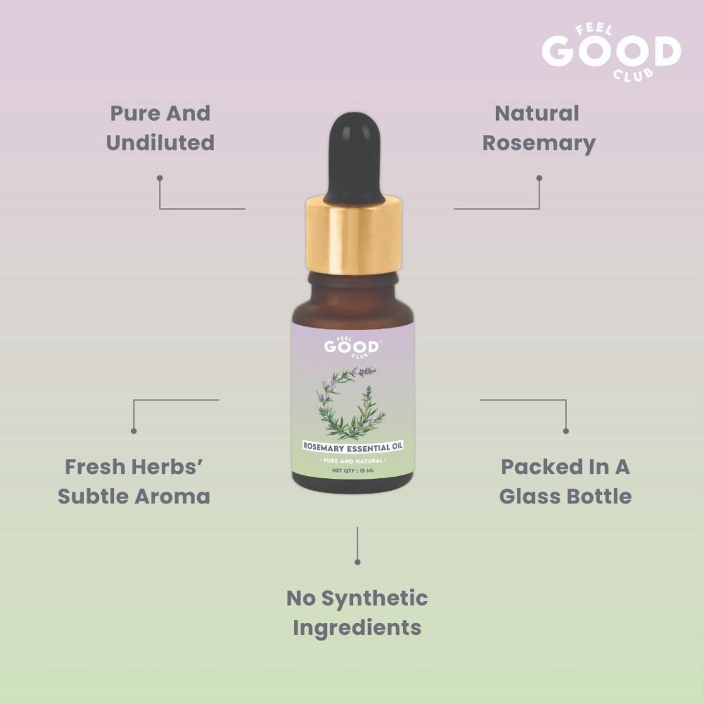 Feel Good Club 100% Pure Natural Rosemary Essential Oil For Hair Growth & Hair Fall Control
