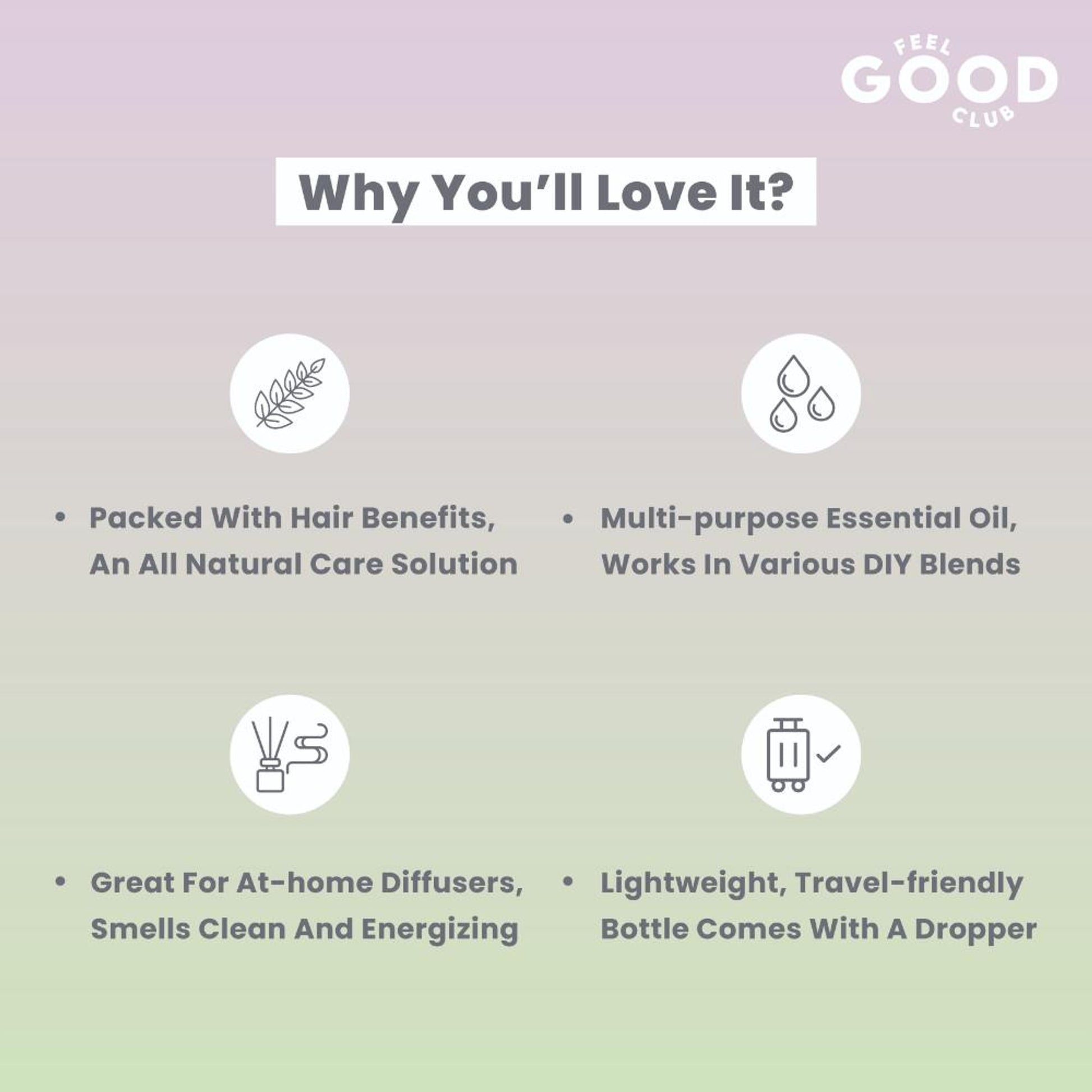 Feel Good Club 100% Pure Natural Rosemary Essential Oil For Hair Growth & Hair Fall Control