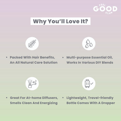 Feel Good Club 100% Pure Natural Rosemary Essential Oil For Hair Growth & Hair Fall Control