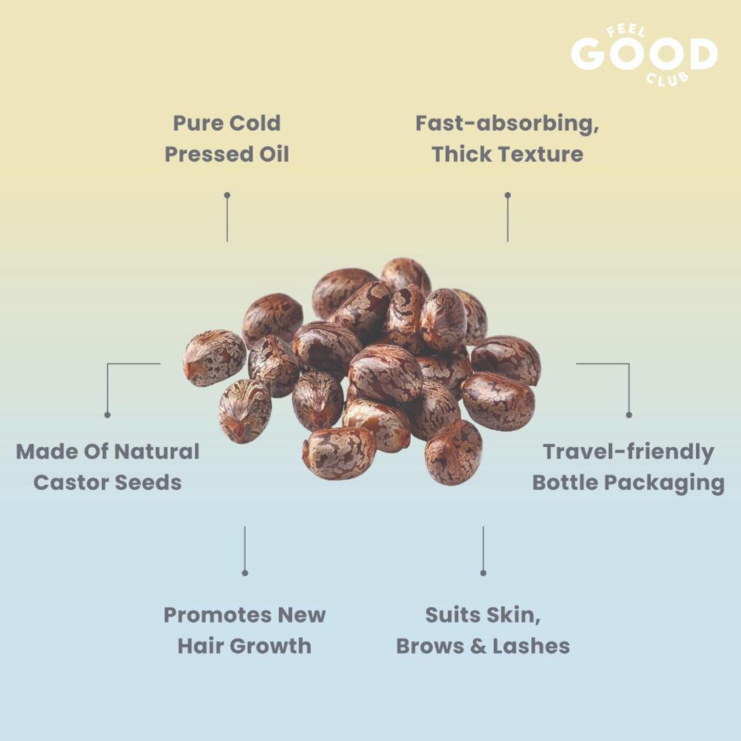 Feel Good Club Cold Pressed Pure & Natural Castor Oil For Hair & Skin- Promotes Hair Growth