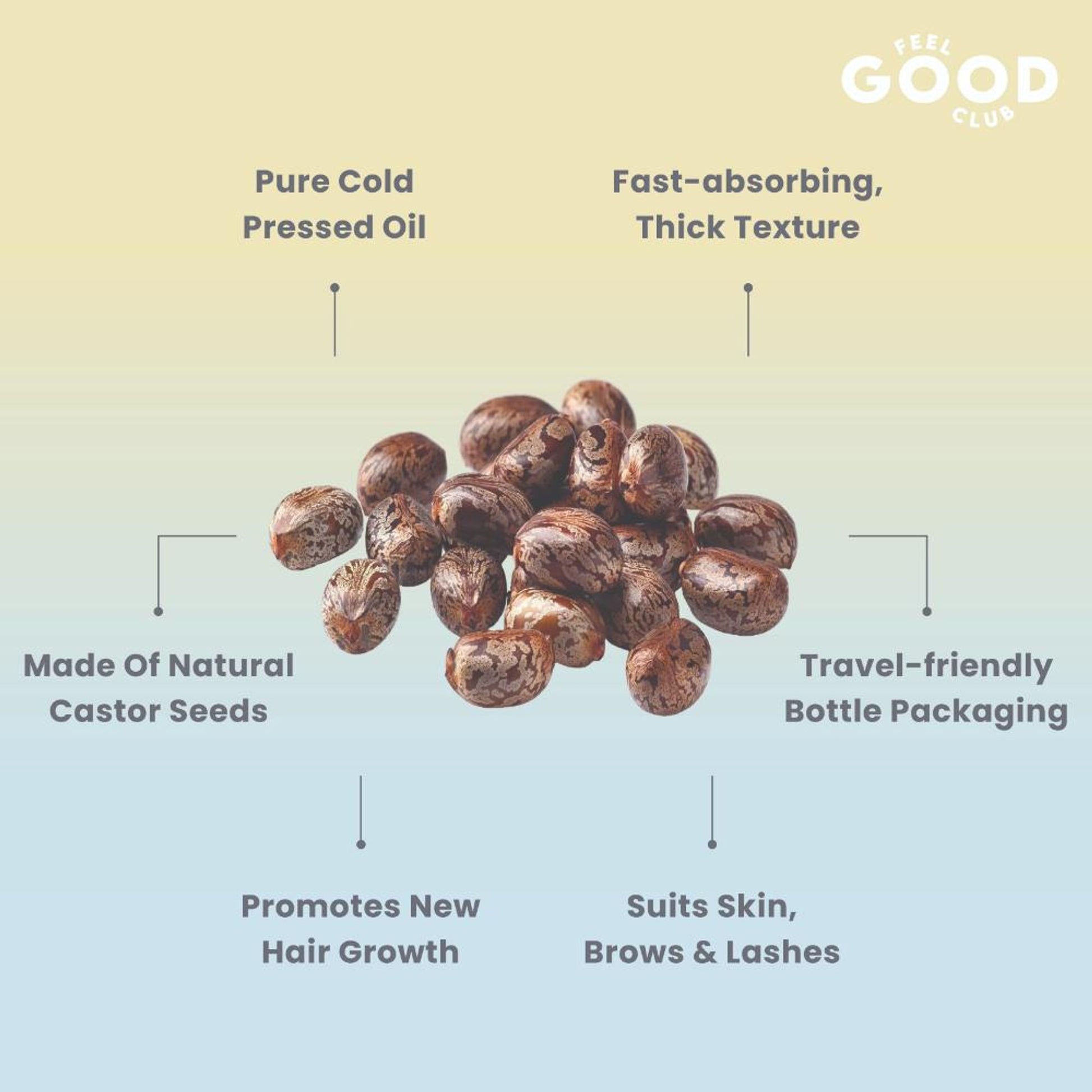 Feel Good Club Cold Pressed Pure & Natural Castor Oil For Hair & Skin- Promotes Hair Growth