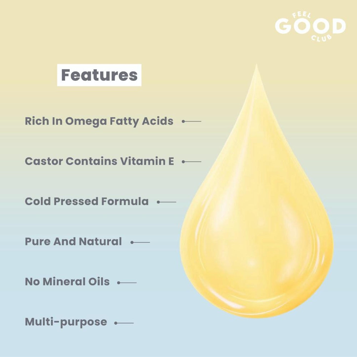 Feel Good Club Cold Pressed Pure & Natural Castor Oil For Hair & Skin- Promotes Hair Growth