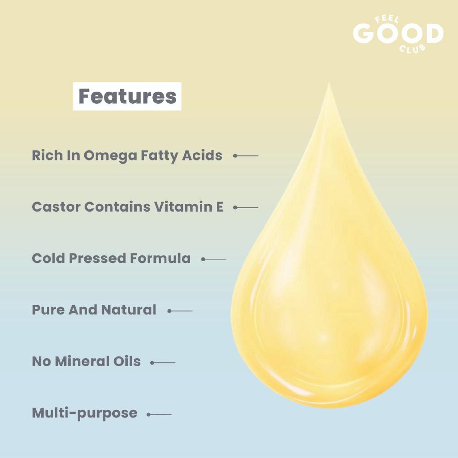 Feel Good Club Cold Pressed Pure & Natural Castor Oil For Hair & Skin- Promotes Hair Growth