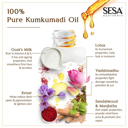 SESA Kumkumadi Face Oil 30 ml for Radiant& Glowing Skin 100% Pure Kumkumadi Tailam