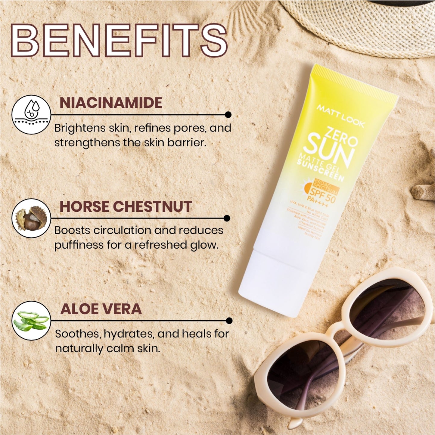 Matt look Zero Sun Matte Gel SPF 50 PA++++ Sunscreen