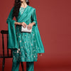 Dhiyona IE Floral Embroidered Thread Work Kurta With Trousers & Dupatta