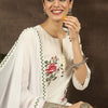 Dhiyona IE Women Floral Printed Cotton Kurta with Trousers & With Dupatta