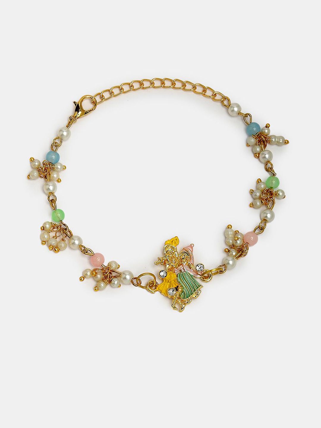 Anouk Unisex Set Of 2 Multicolor Gold-Toned Radha Krishna Beaded Bhaiya Bhabhi Rakhi