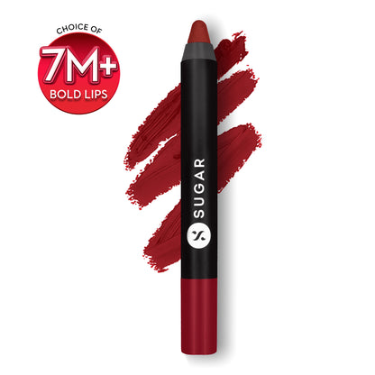 SUGAR Matte As Hell Crayon Lipstick, 12Hr Matte, with Sharpener - 10 Cherry Darling