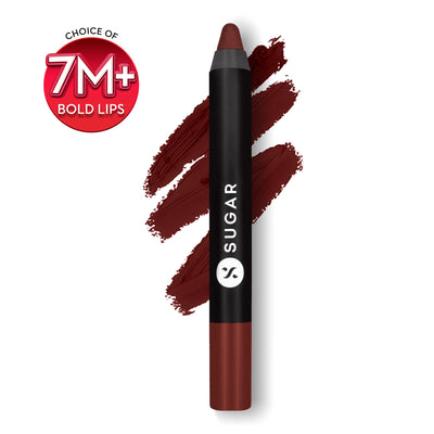 SUGAR Matte As Hell Crayon Lipstick, 12Hr Matte, with Sharpener - 13 Murphy Brown (Chocolate Burgundy)