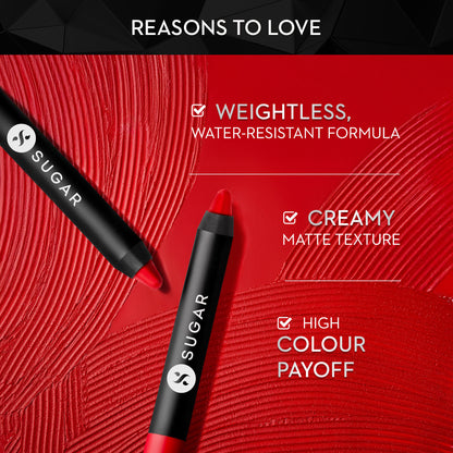SUGAR Matte As Hell Crayon Lipstick, 12Hr Matte, with Sharpener - 16 Claire Underwood