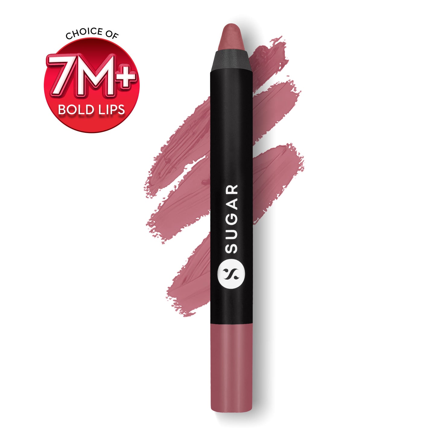 SUGAR Matte As Hell Crayon Lipstick, 12Hr Matte, with Sharpener - 18 Rosalind Nude Rose