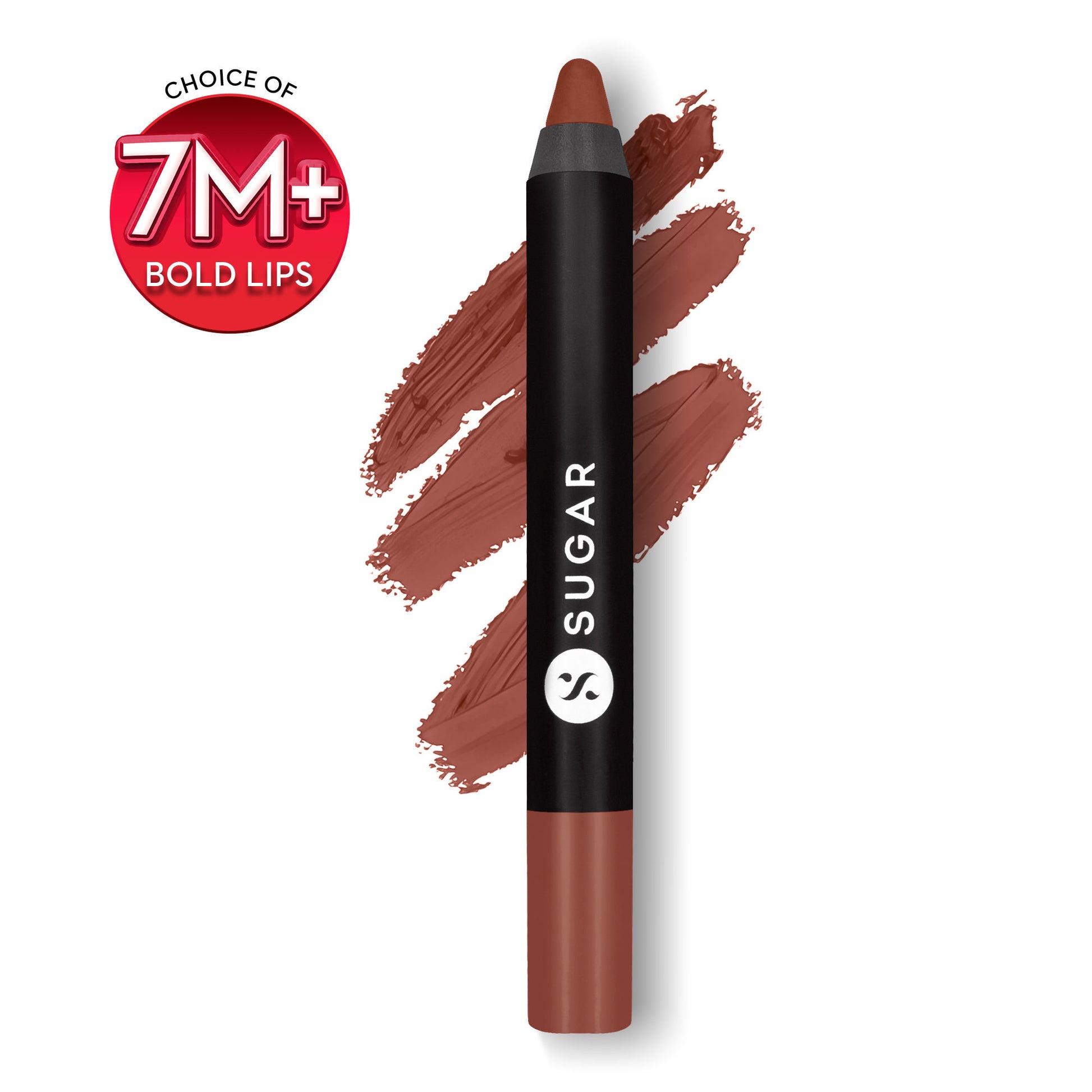 SUGAR Matte As Hell Crayon Lipstick, 12Hr Matte, with Sharpener - 19 Emma Woodhouse (Earthy Brown)