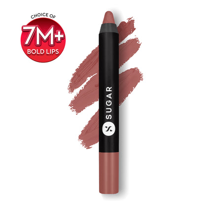 SUGAR Matte As Hell Crayon Lipstick, 12Hr Matte, with Sharpener - 20 Buffy Summers (Mid-tone Warm Nude)