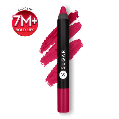 SUGAR Matte As Hell Crayon Lipstick, 12Hr Matte, with Sharpener - 22 Donna Pinciotti (Magenta Pink)