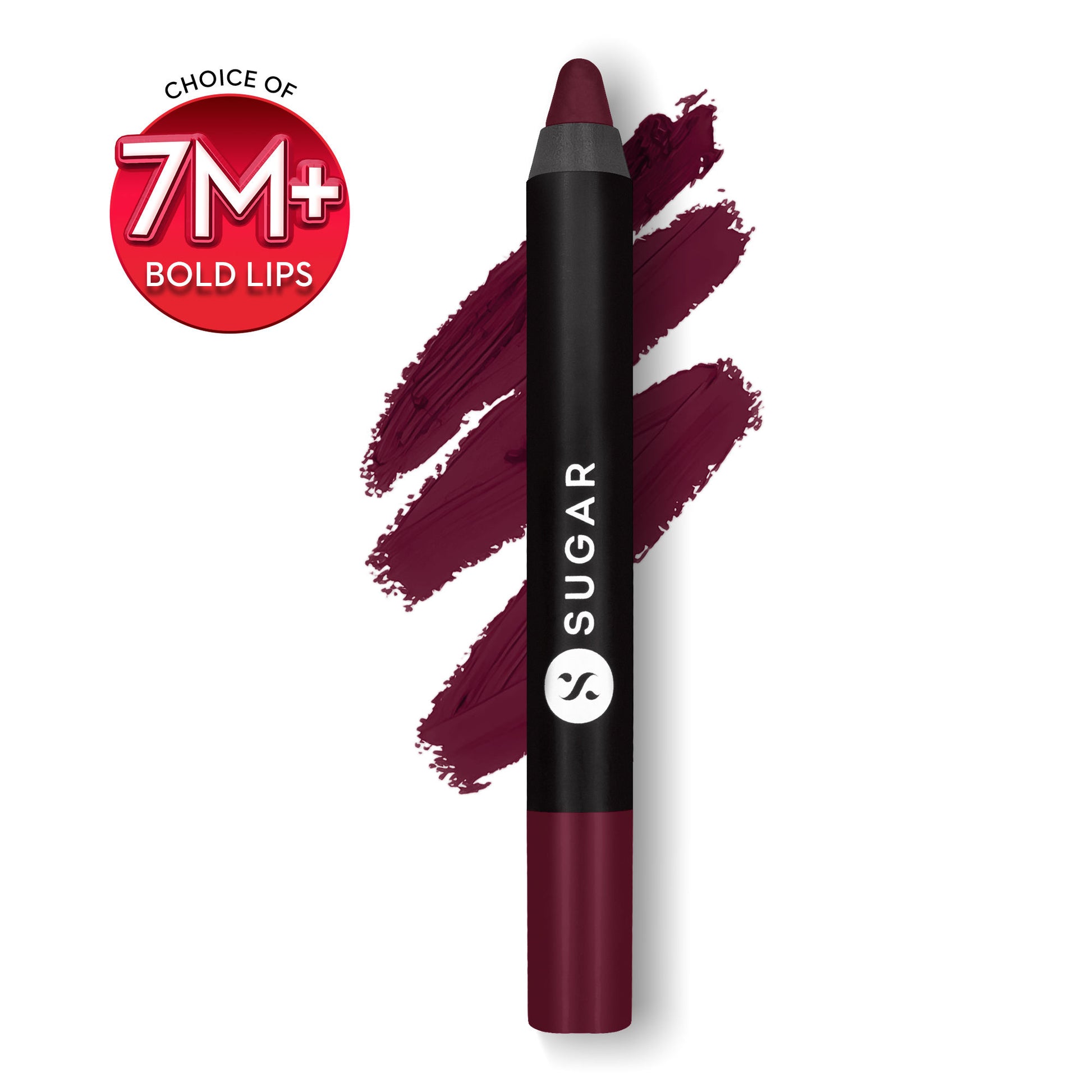 SUGAR Matte As Hell Crayon Lipstick, 12Hr Matte, with Sharpener - 24 Rachel Berry (Deep Berry)