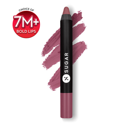 SUGAR Matte As Hell Crayon Lipstick, 12Hr Matte, with Sharpener - 25 Lily Aldrin (Mauve Pink)