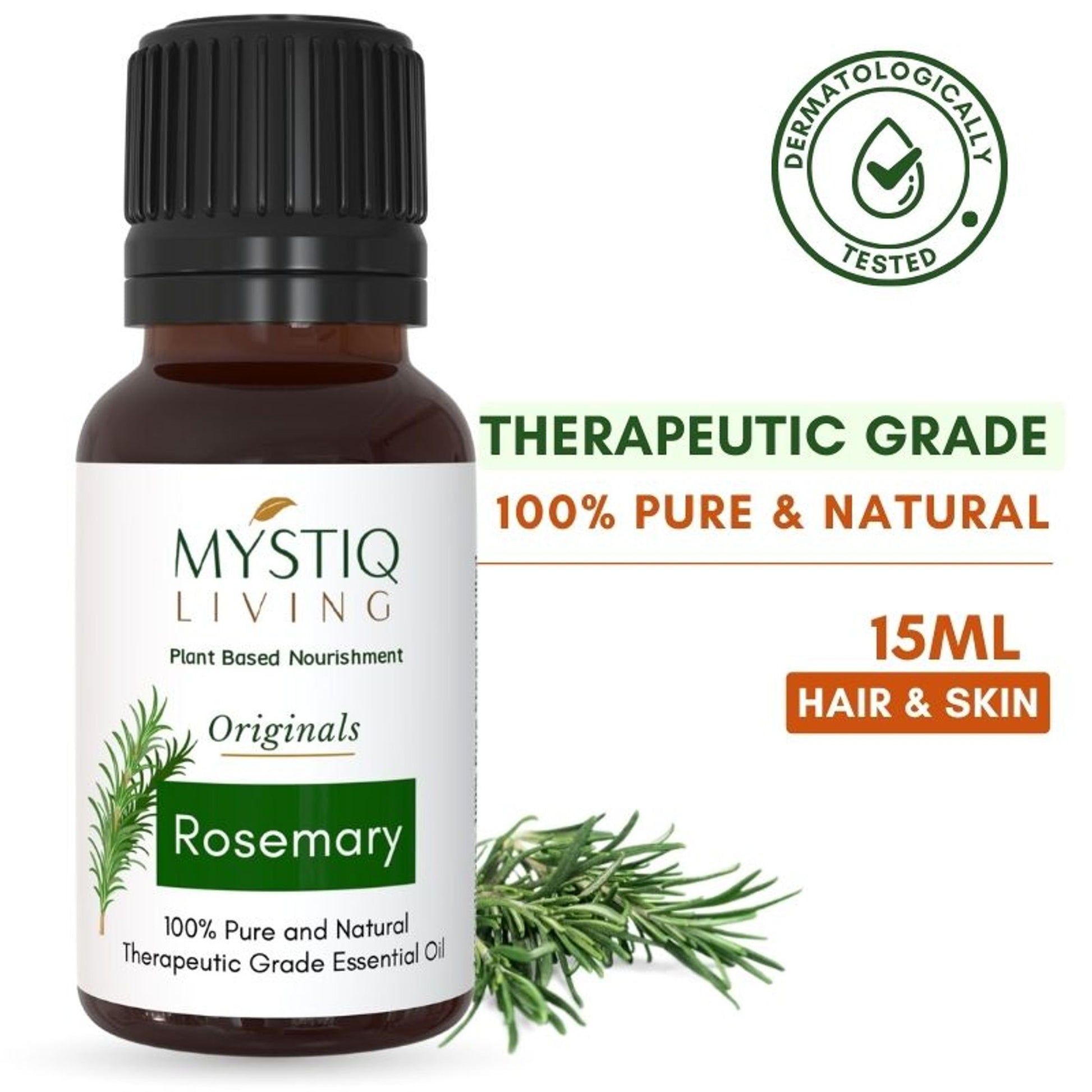 Mystiq Living Rosemary Essential Oil for Hair Growth Shots, Face & Dandruff