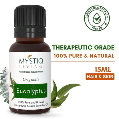 Mystiq Living Eucalyptus Essential Oil 100% Pure For Steam Inhalation, Aromatherapy, Relax Muscles