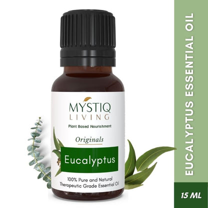Mystiq Living Eucalyptus Essential Oil 100% Pure For Steam Inhalation, Aromatherapy, Relax Muscles