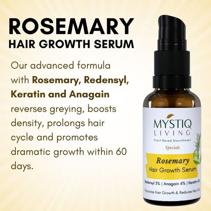 Mystiq Living Rosemary Hair Growth Serum For Scalp With Redensyl Keratin For Men & Women