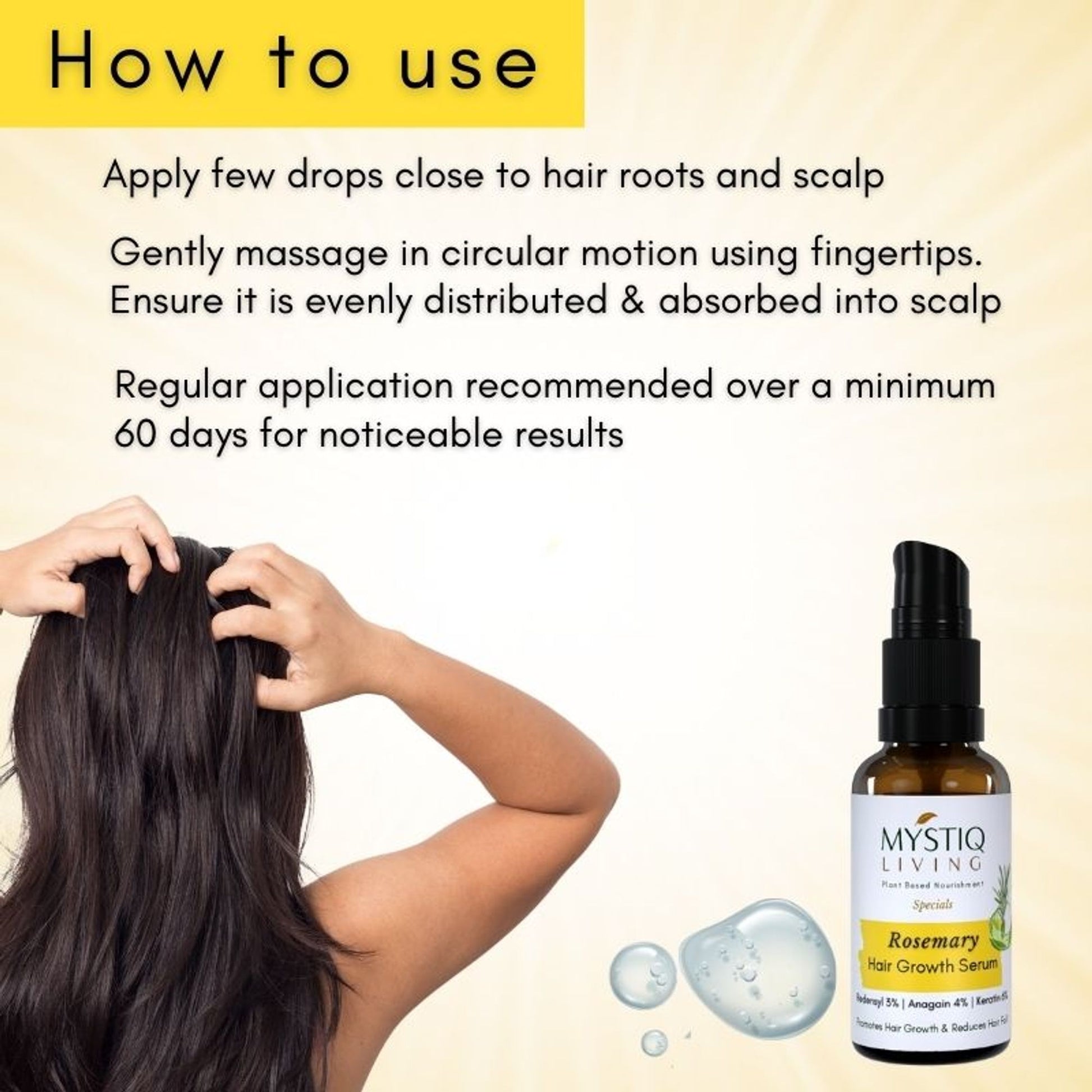 Mystiq Living Rosemary Hair Growth Serum For Scalp With Redensyl Keratin For Men & Women