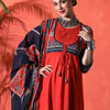 Indyancart SN Women's Floral Embroidered 100% Cotton Round Neck Kurta & Trousers With Dupatta