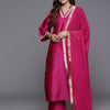 Indyancart VA Women'sFlared Sleeves Gotta Patti Kurta with Palazzos & Dupatta
