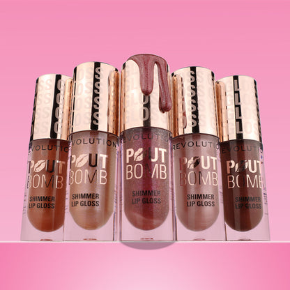 Makeup Revolution Pout Bomb Shimmer Lip Gloss - Nude Glow