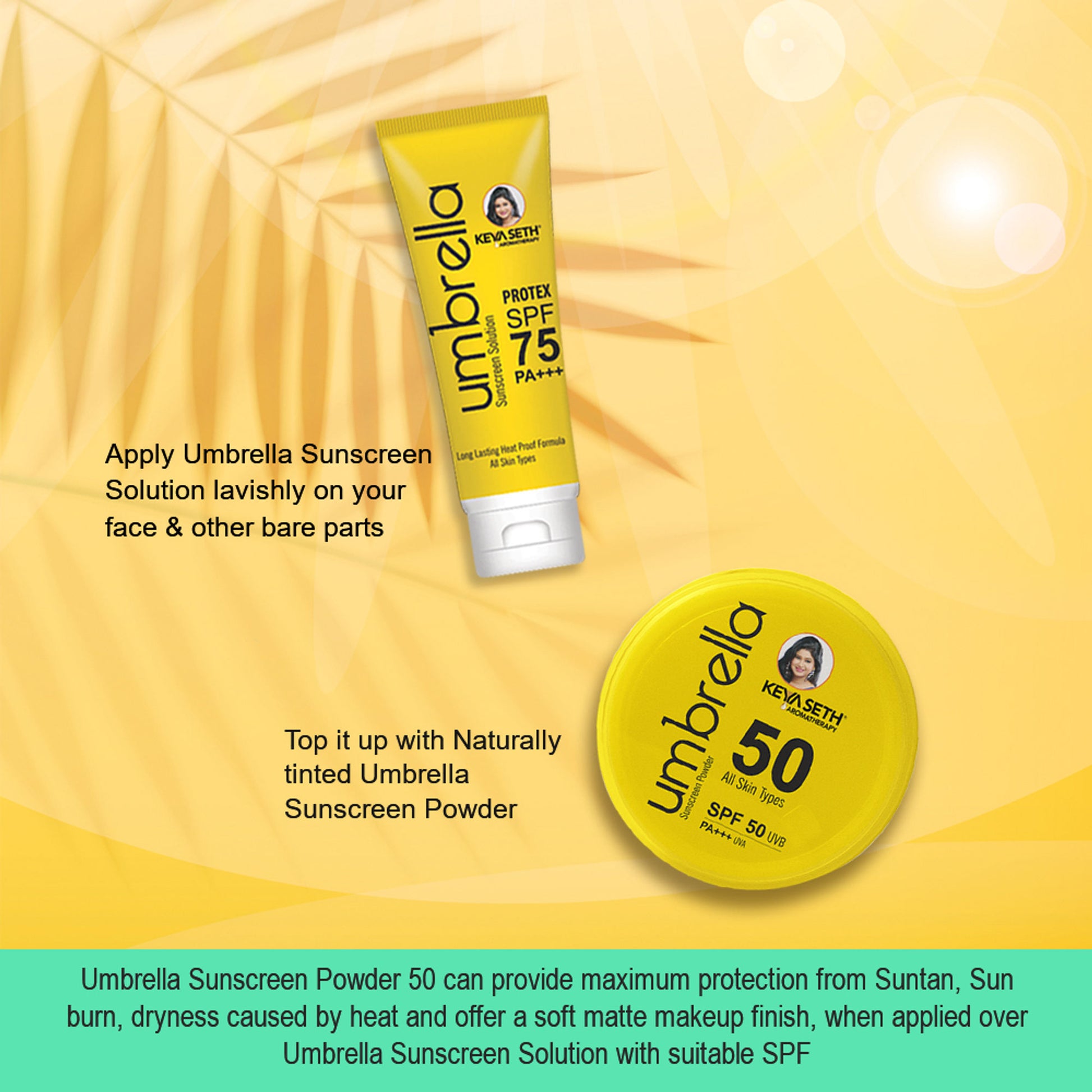 Keya Seth Aromatherapy Umbrella Sunscreen Powder SPF 50 UVB PA+++ UVA - Pack of 2