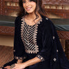 Dhiyona VA Women'sEthnic Motifs Embroidered Zari Velvet Kurta With Trousers And Dupatta