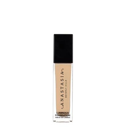 Anastasia Beverly Hills Luminous Foundation in shade 220N, displayed in a sleek bottle with a pump dispenser.