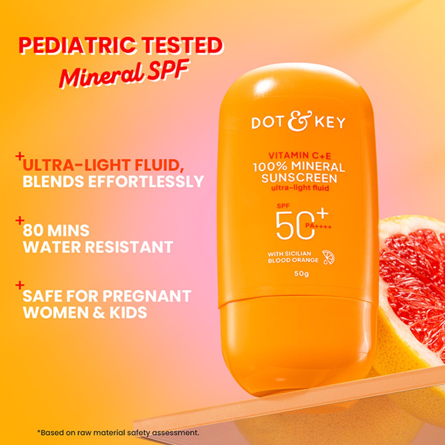 Dot & Key Vitamin C + E 100% Mineral Sunscreen In-Vivo Tested SPF 50+ PA++++, No White Cast